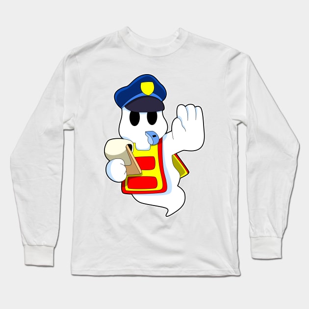 Ghost as Police officer with Whistle Long Sleeve T-Shirt by Markus Schnabel